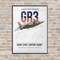 Thumbnail for Hawker Siddeley Harrier GR3 vertical canvas print - framed - white background