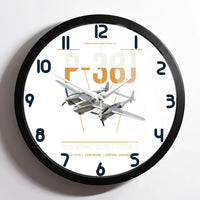Thumbnail for P-38J Lightning design on white framed wall clock
