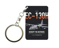 Thumbnail for EC-130H Compass Call design on black designed key chain, double-side print