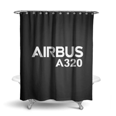 Airbus A320 & Text aviation design on waterproof polyester shower curtain.