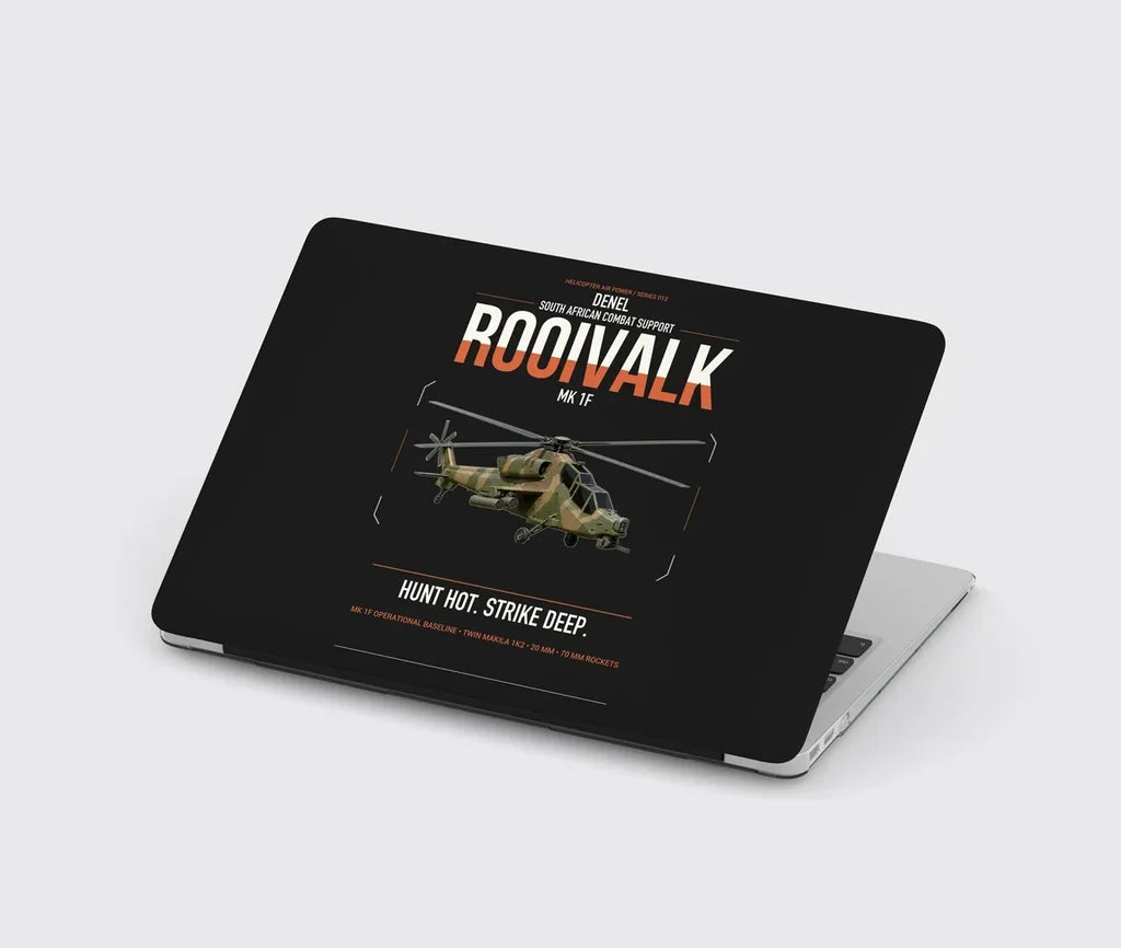 Denel Rooivalk Mk 1F design on black MacBook case