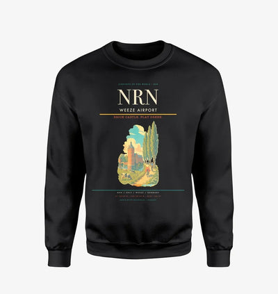 Weeze Airport (NRN) design on black sweatshirt