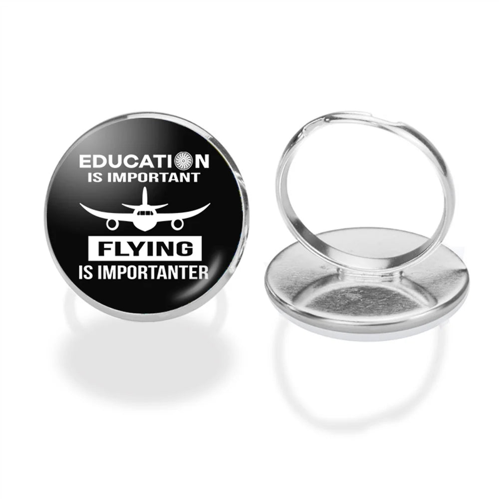 Flying is Importanter aviation ring in stainless steel.