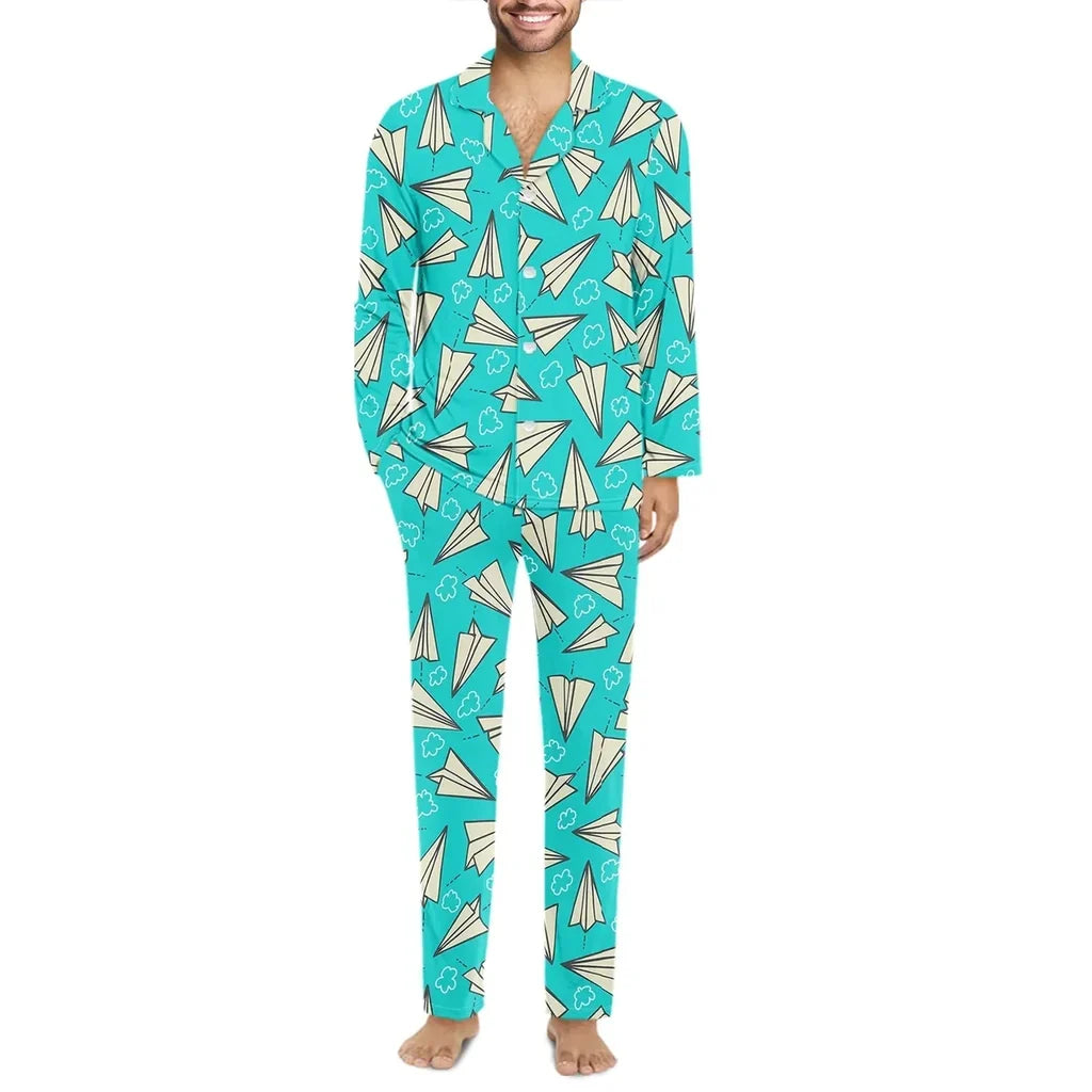 Super Cool Paper Airplanes men button pajamas - view 1