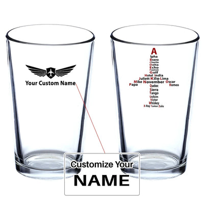 Airplane Shape Aviation Alphabet Beer & aviation design on beer water glass, versatile drinkware.