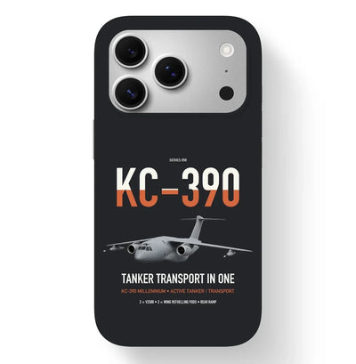 Embraer KC-390 Millennium design on black magsafe iphone case, for iPhone 17 Pro