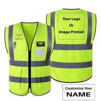 Thumbnail for Double Side Your Custom Logos & Name (Special Badge) aviation design printed on high-visibility reflective fabric reflective.