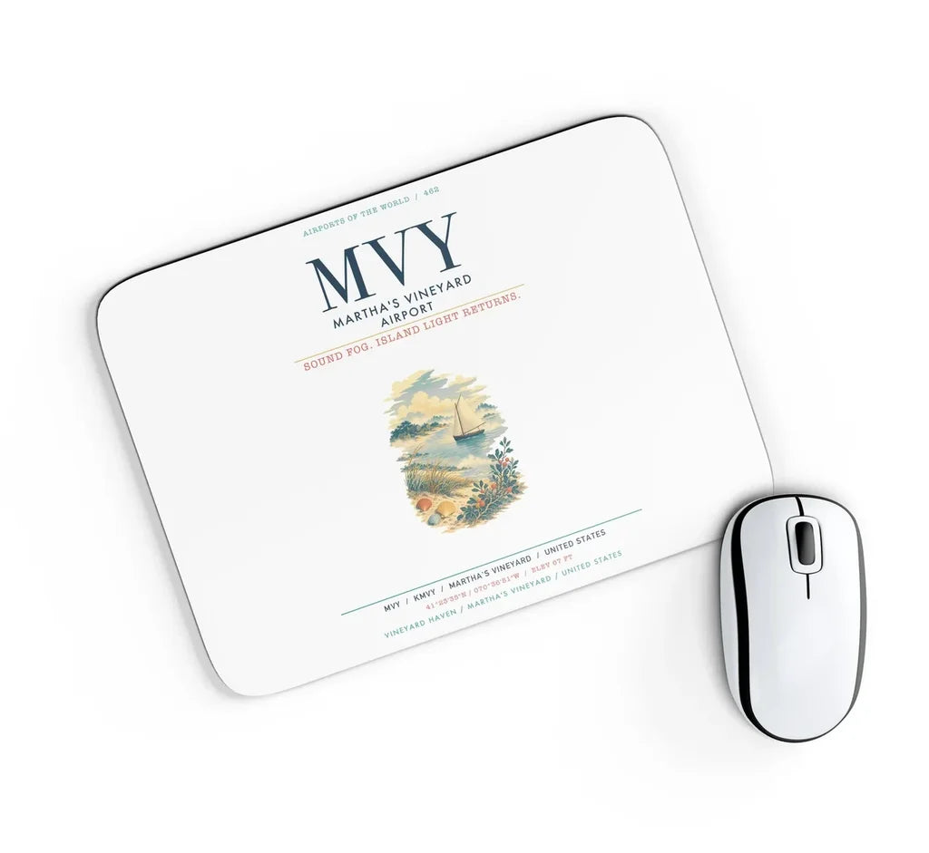 Martha's Vineyard Airport (MVY) design on white rectangle mouse pad