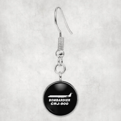 Bombardier CRJ-900 aviation-themed earrings, polished hypoallergenic alloy.