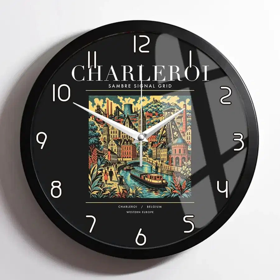CHARLEROI - Poster - Wall Clock Framed - Black