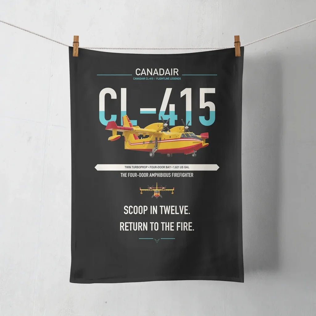 Canadair CL-415 design on black towel