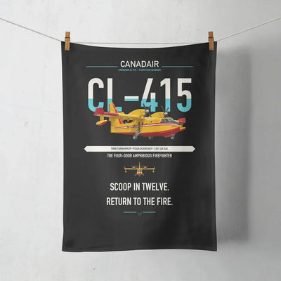 Canadair CL-415 design on black towel