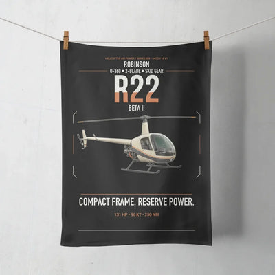 Robinson R22 Beta II design on black towel