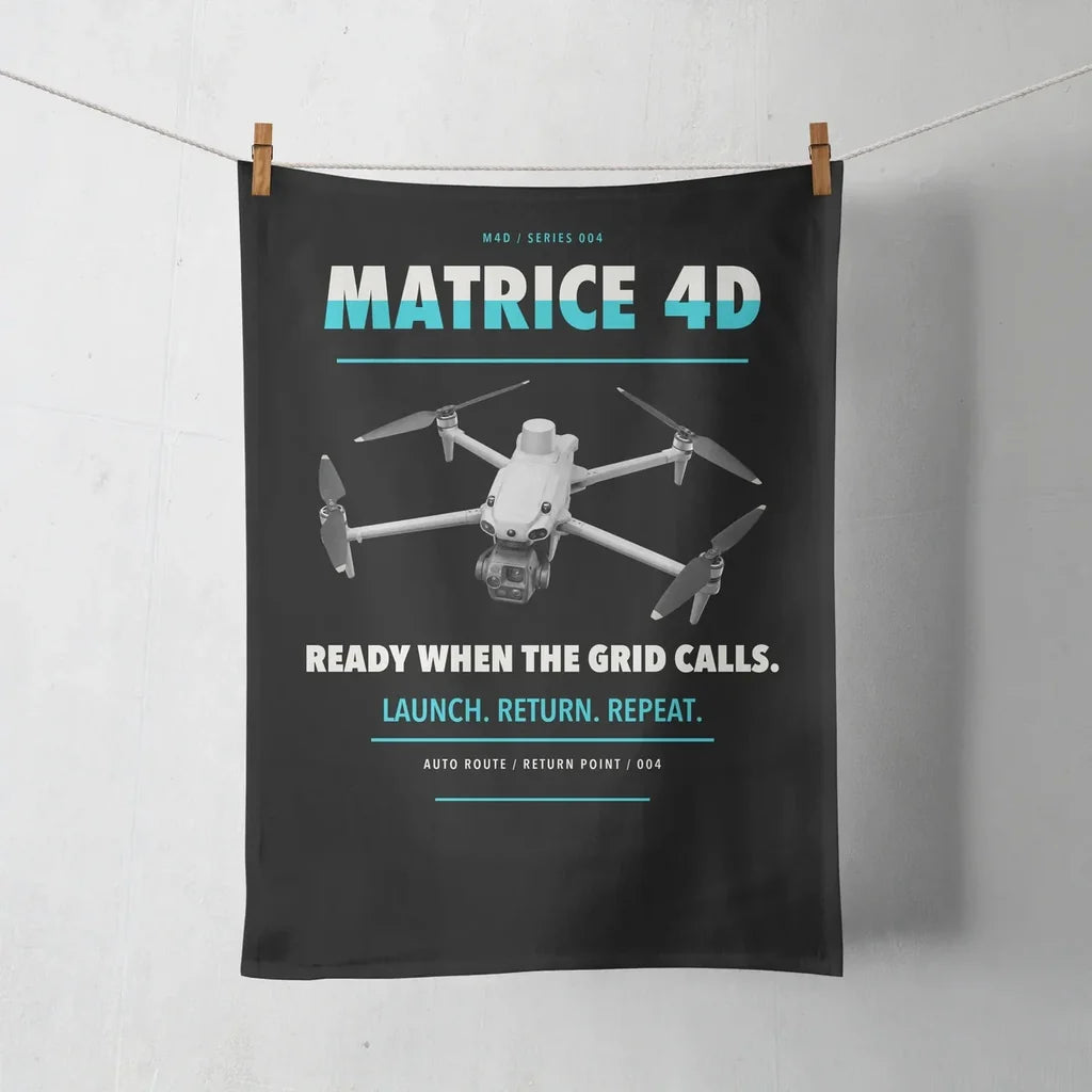 DJI Matrice 4D design on black towel
