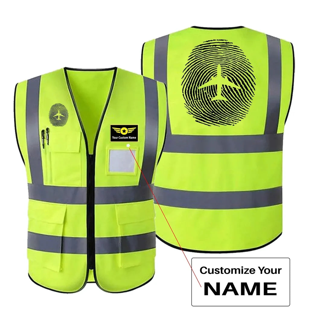Aviation Finger Print aviation design printed on high-visibility reflective fabric reflective vest.