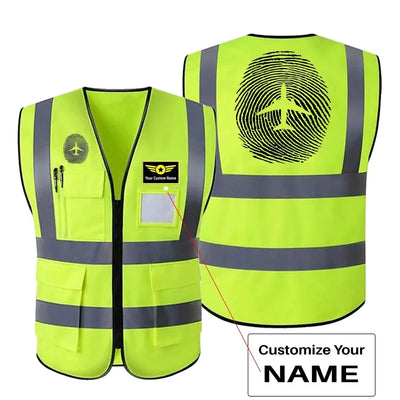 Aviation Finger Print aviation design printed on high-visibility reflective fabric reflective vest.