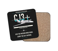 Thumbnail for Cessna Citation CJ3+ design on black 1 piece coaster
