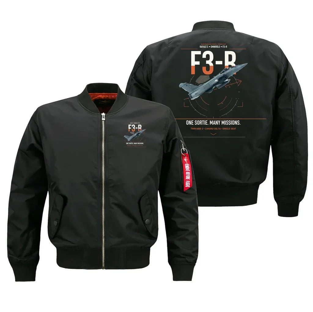 Dassault Rafale C — F3-R standard design on black bomber jacket, double-side print