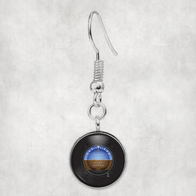 Side view of Airplane Instruments-Gyro Horizon aviation earrings in hypoallergenic alloy, polished finish.
