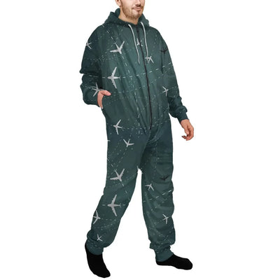 Travelling with Aircraft (Green) Jumpsuit for Men & Women aviation design on soft cotton blend jumpsuit.