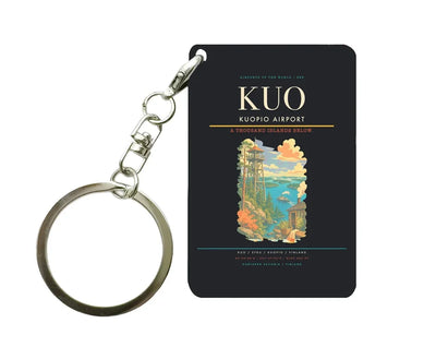 Kuopio Airport (KUO) design on black key chain