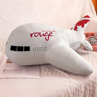 Air Canada rouge Airlines aviation design on soft polyester filling airplane-shape decorative pillow.