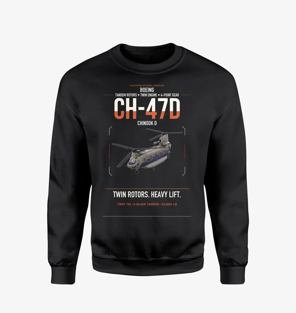 Boeing CH-47D design on black sweatshirt