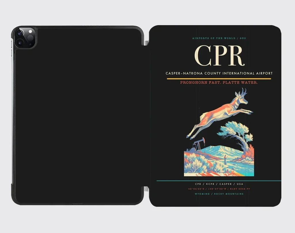 Casper–Natrona County International Airport (CPR) design on black ipad tablet case