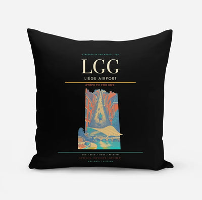 Liège Airport (LGG) design on black pillow