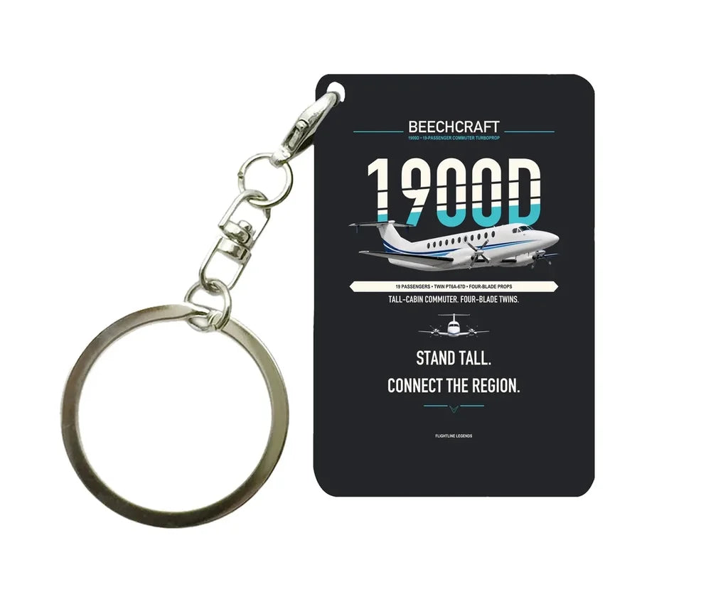 Beechcraft 1900D Key Chain design on black key chain