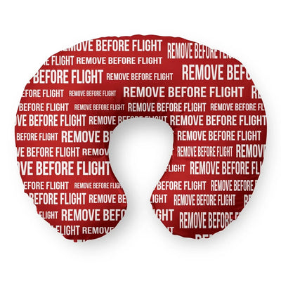 Remove Before Flight 3-Red Travel & Boppy aviation design on memory foam with soft cover travel pillow.
