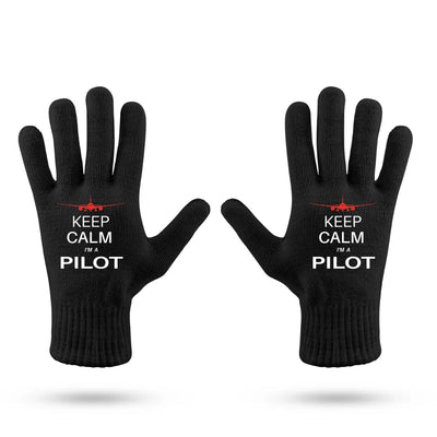 Pilot (777 Silhouette) aviation design on soft knit fabric gloves.