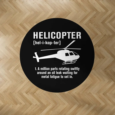Helicopter [Noun] Carpet & Floor Mats (Round) aviation design on durable carpet pile with non-slip backing round carpet floor.