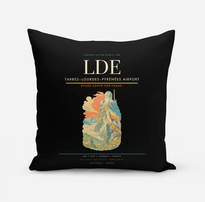 Tarbes–Lourdes–Pyrénées Airport (LDE) design on black pillow