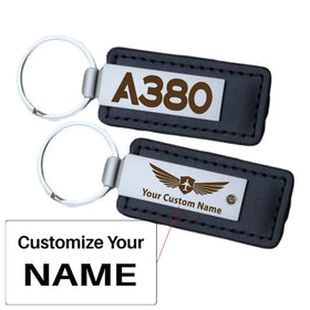 Airbus A380 Flat Text Faux Leather Key Chains