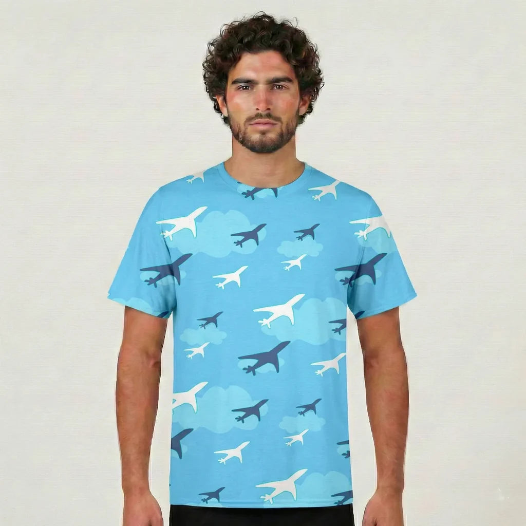 Cool & Super Airplanes aviation design printed on soft cotton 3D-print T-shirt.