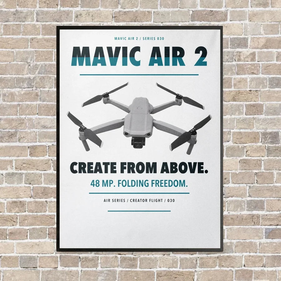 DJI Mavic Air 2 vertical canvas print - framed - white background