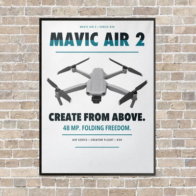 DJI Mavic Air 2 vertical canvas print - framed - white background
