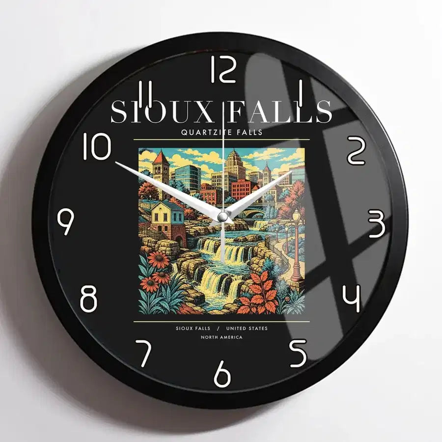 SIOUX FALLS - Poster - Wall Clock Framed - Black