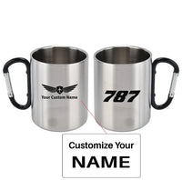 Thumbnail for Boeing 787 Flat Text aviation design on outdoor mug, durable insulated construction.