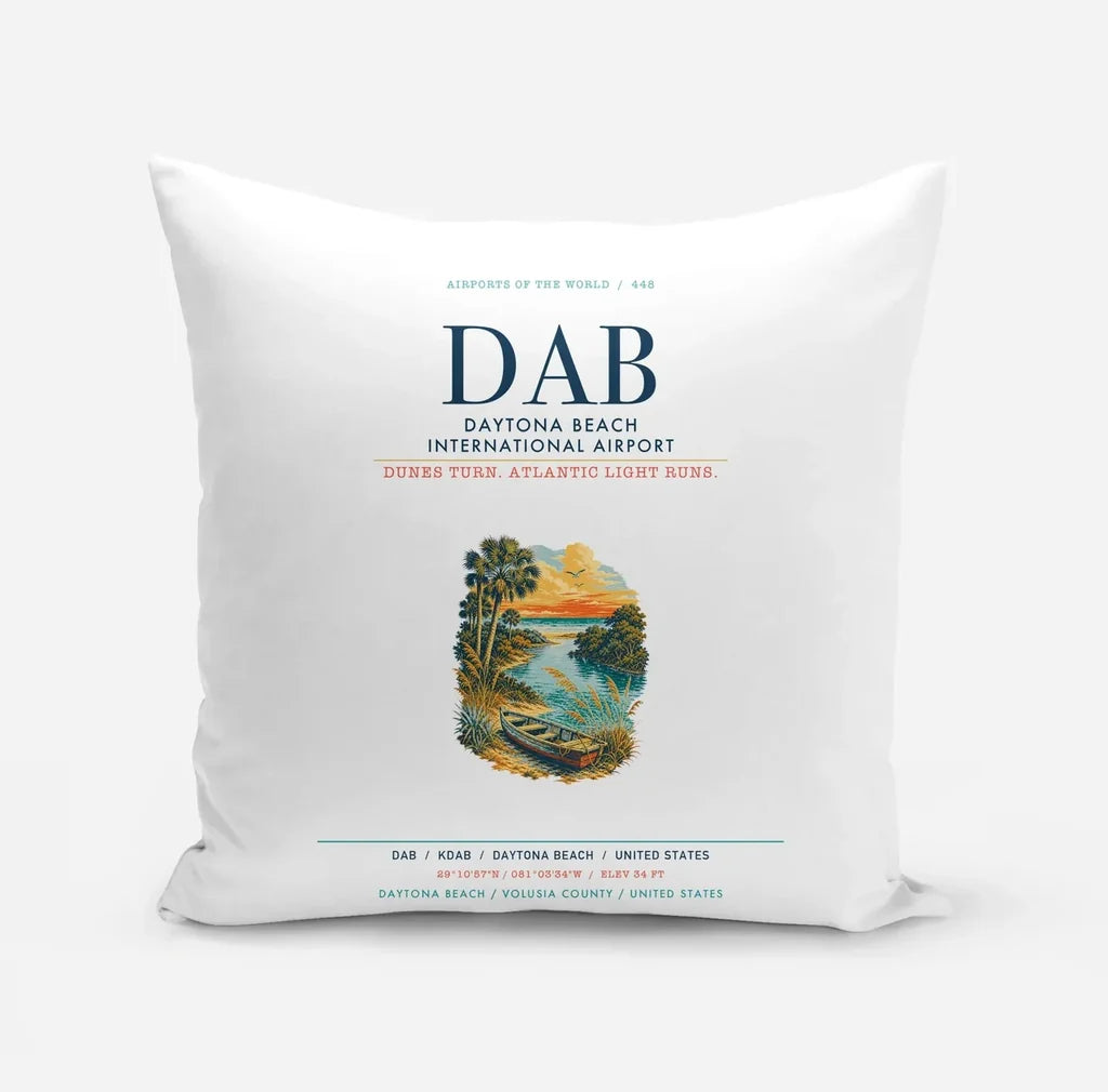Daytona Beach International Airport (DAB) design on white pillow