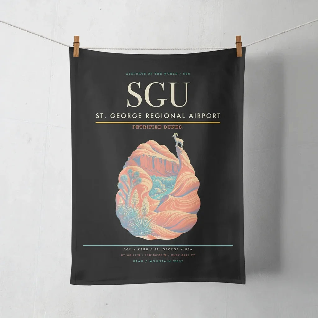 St. George Regional Airport (SGU) design on black towel