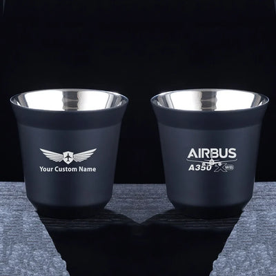 Amazing Airbus A350 XWB aviation design on double-wall coffee mug, vacuum-insulated double-wall.