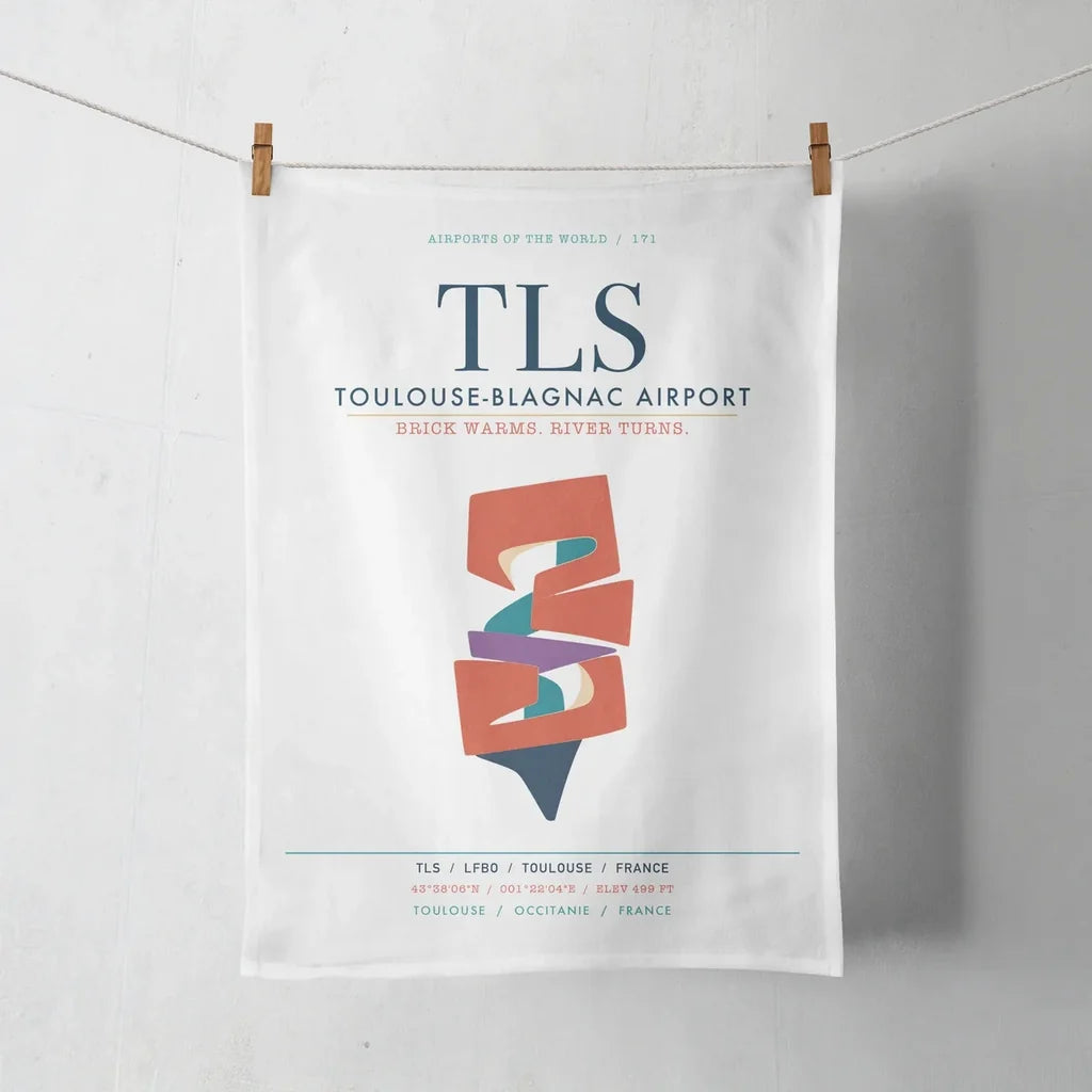 Toulouse-Blagnac Airport (TLS) design on white towel