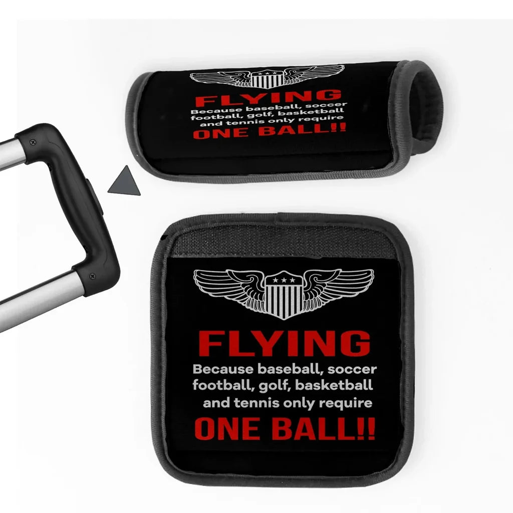 Flying One Ball Neoprene aviation luggage handle cover in soft silicone.