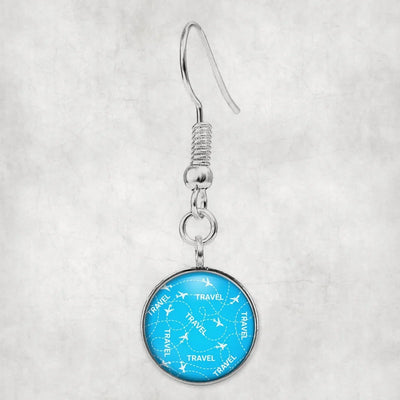Travel & Planes aviation earrings, hypoallergenic alloy body with engraved detail.