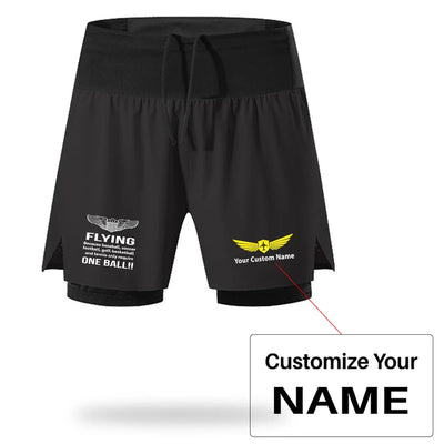 Flying One Ball aviation design on quick-dry polyester quick-dry fitness shorts.