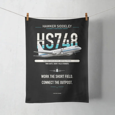 Hawker Siddeley HS 748 Series 2A design on black towel
