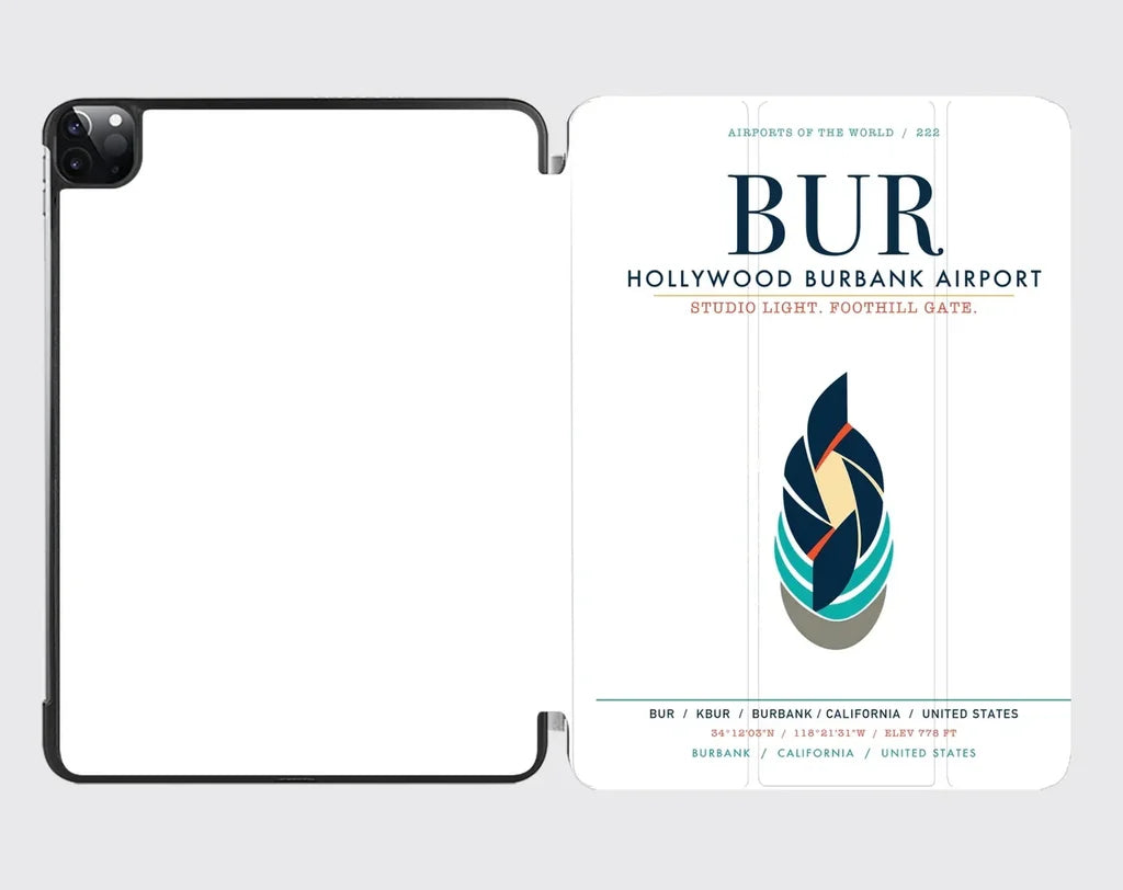 Hollywood Burbank Airport (BUR) design on white ipad tablet case