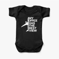 Thumbnail for My Office Has The Best View aviation print on kids gentle cotton bodysuit.